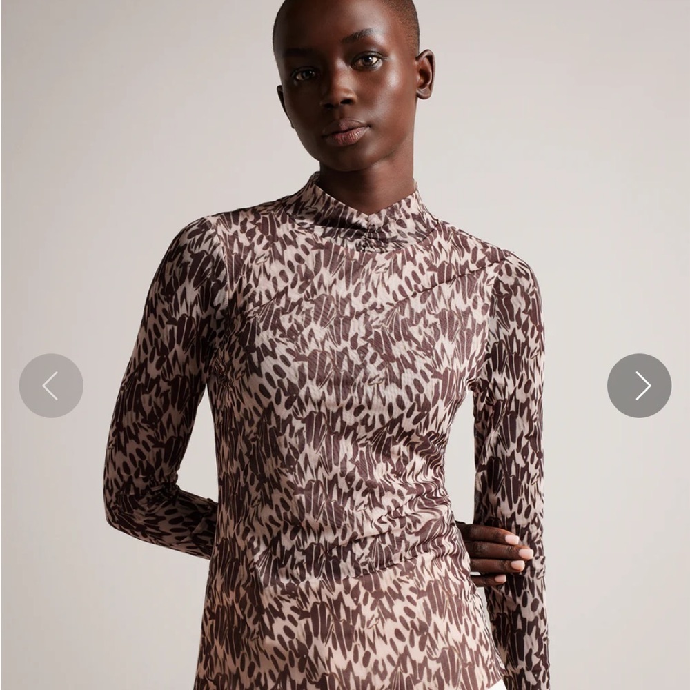 Ted Baker Pink and Brown Leaf Print Blouse